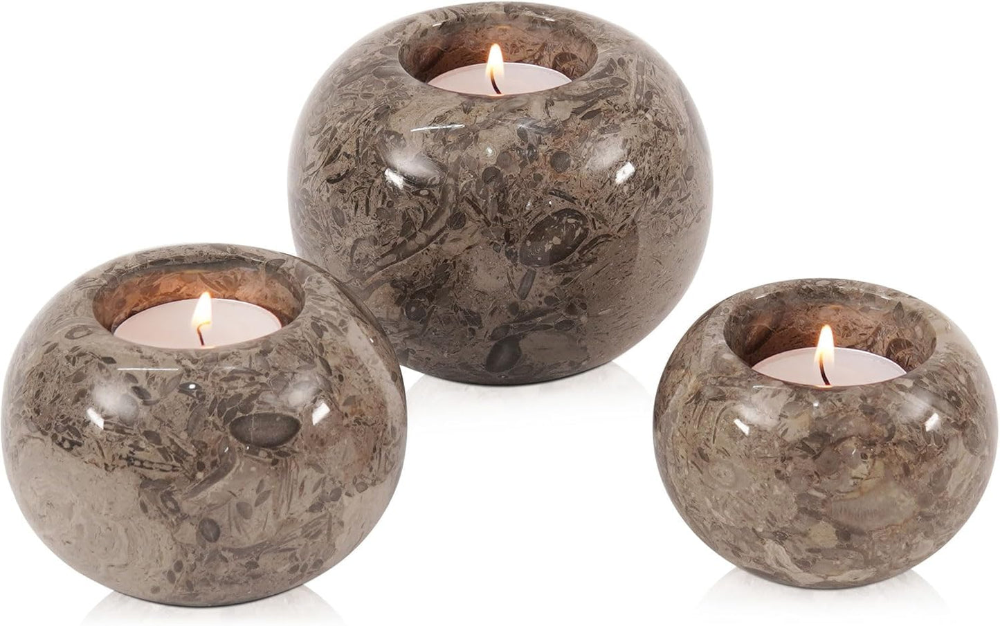 Radicaln Marble Tealight Candle Holder 4" Inch Oceanic Handmade Set of 3 Mini Candle Holders for Dining, Decorative Votive Candle Holder & Marble Taper Holder for Home Decor