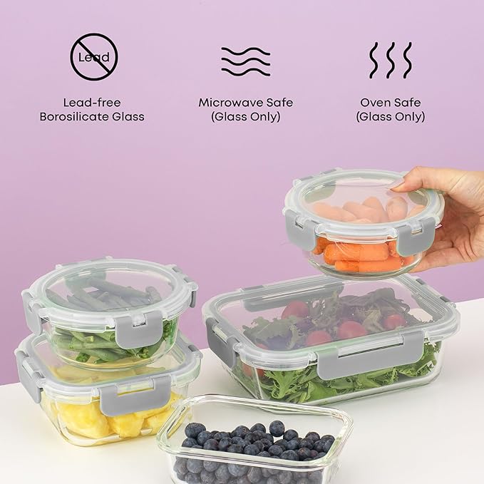 JoyJolt 24pc Borosilicate Glass Storage Containers