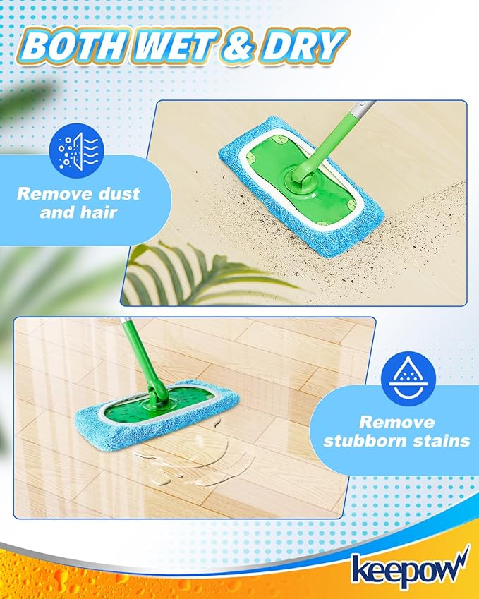 KEEPOW Reusable Dry Sweeping Cloths Microfiber Wet Pads Refill Compatible