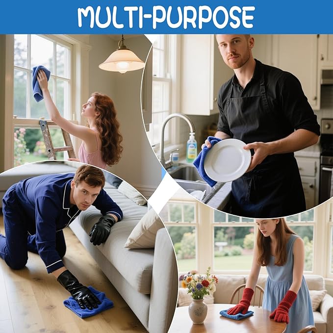 4 Pack Extra Large Microfiber Cleaning Cloths 20"x30", Lint-Free Reusable Towels