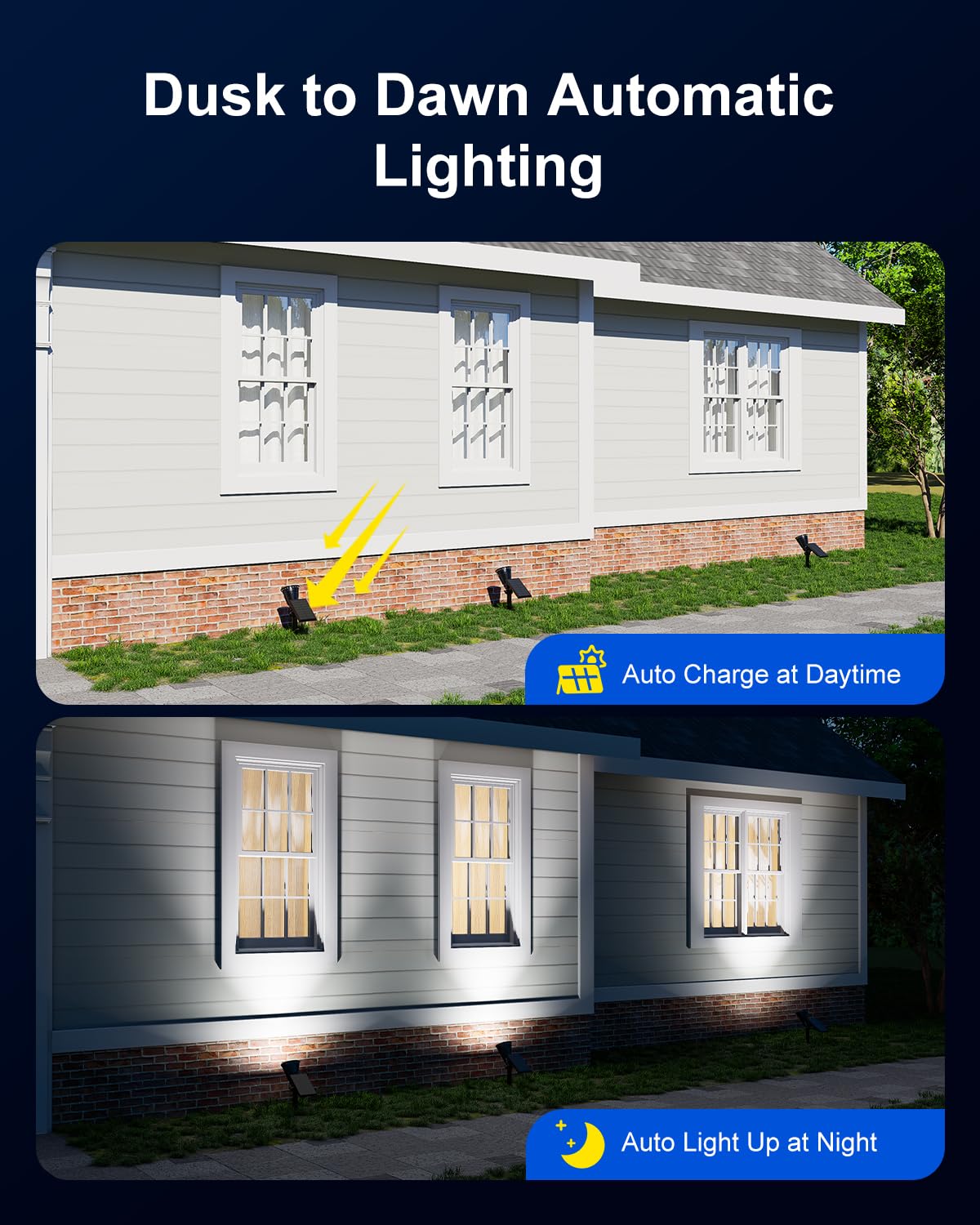 FALOVE Solar Spot Lights Outdoor Waterproof for Flag, Palm Tree, Pole, Sign, Statue, Mailbox, Bright LED Outside Landscape Flood Spotlights for Accent Uplighting Yard, Garden, House, Backyard, Patio
