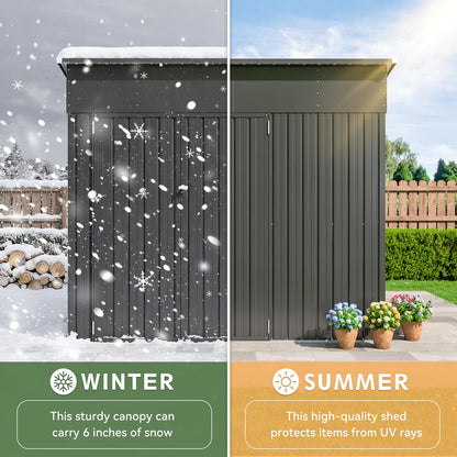 Aoxun 7.5'x4' Triple Door Shed Outdoor Storage Shed with Three Lockable Door Metal Storage Cabinet with Slopping Roof for Tools Bicycles Storage for Garden, Backyards (Black)