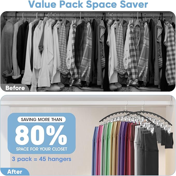 3 Pack Legging Organizer for Closet Hanging, Pants Hangers