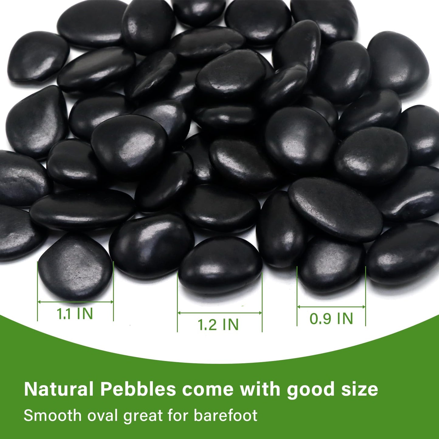 Ausluru 10in River Rock Stepping Stones Set - 6 Pack | Polished Pebble | Long-Lasting PVC Mesh Backing | Perfect for Garden Paths and Lawns Outdoor Landscaping Decoration | Black Rhombus
