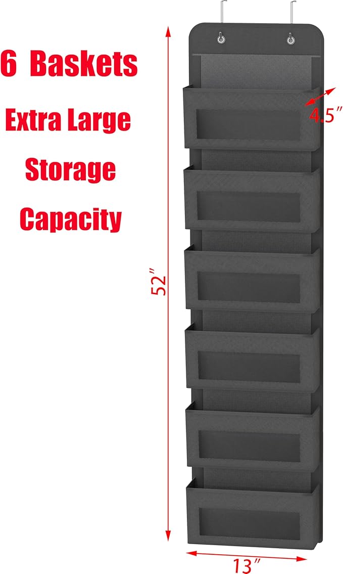 Simple Houseware 6 Clear Window Pocket Over Closet Door Storage Hanging