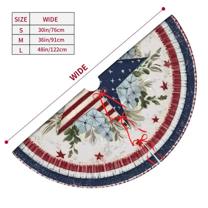 American Flag Stars Christmas Tree Skirt 36 Inch Xmas Tree Mat Party Decor Supplies for Holiday Home Decorations