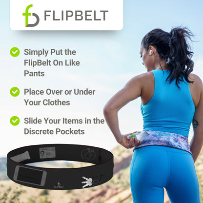 FlipBelt Level Terrain Waist Pouch, Medium, Black,FBB
