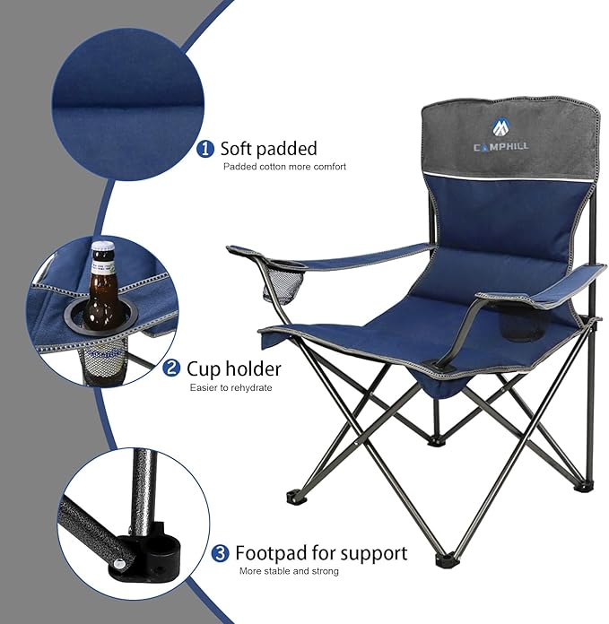 Camping Chair Set of 3, Outdoor Folding Camping Chairs
