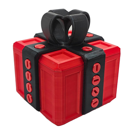 Annoying Gift Box with Screws, 3D Printed Puzzle Money Gift Box, Large Surprise Prank Box for Cash, Christmas Birthday Holiday Gag Gift (Red Black)