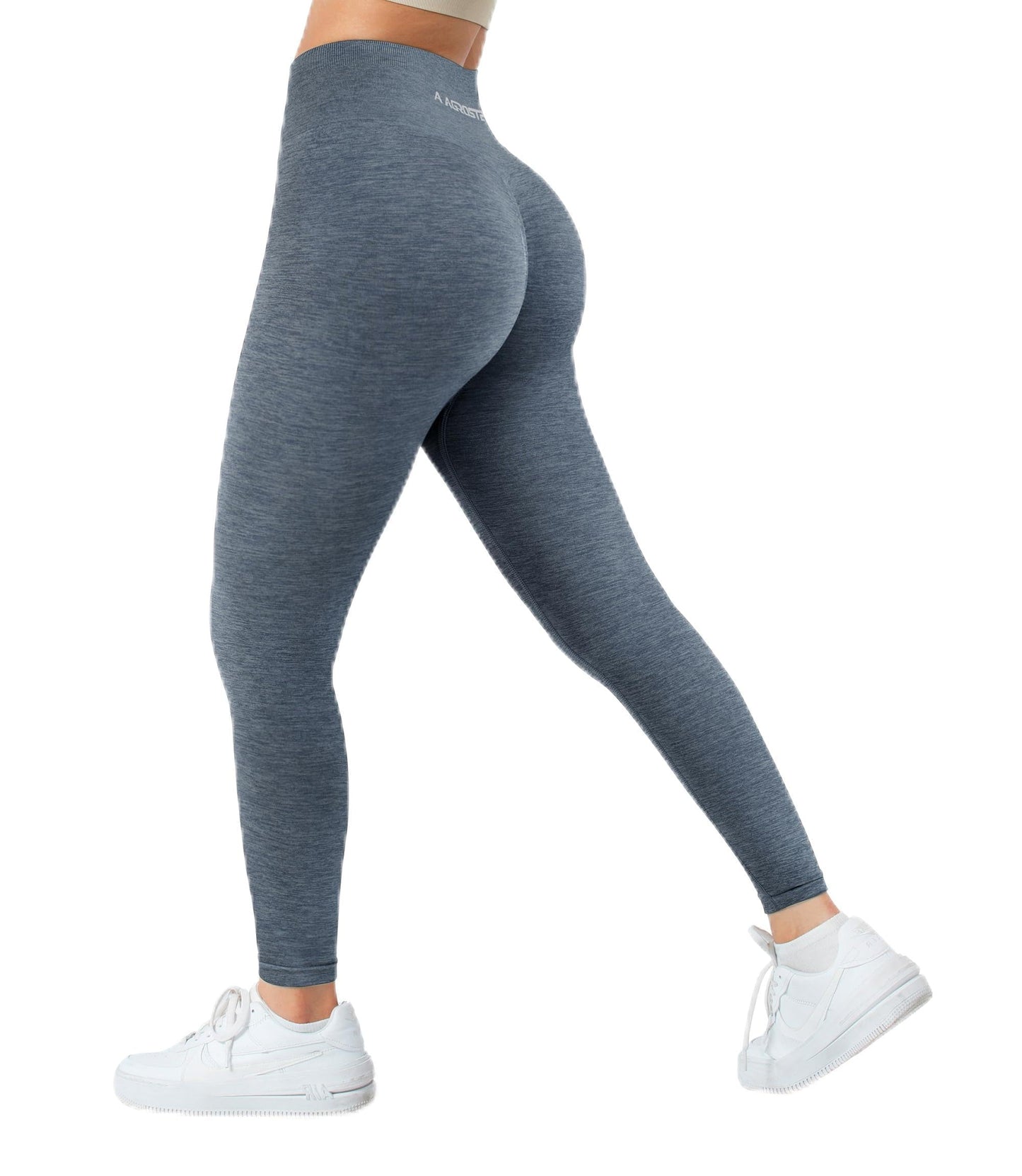 A AGROSTE Women Seamless Workout Leggings with Pockets Scrunch Butt Lifting Gym Leggings High Waisted Yoga Pants