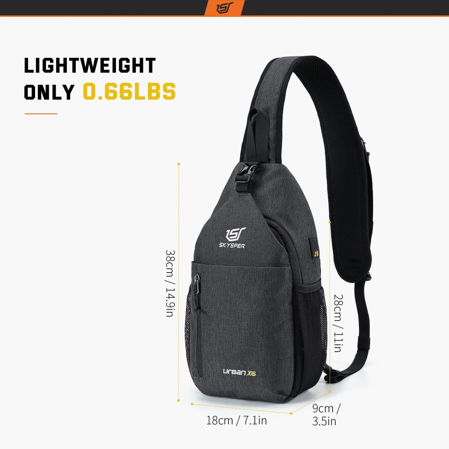 SKYSPER Sling Bag Crossbody Backpack - Chest Shoulder Cross Body Bag Travel Hiking Casual Daypack for Women Men