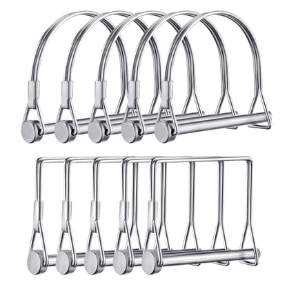 Leadrise 10 Pcs PTO Shaft Locking Pin Safety Coupler Pin 1/4" x 2-3/4" Diamete in 2 Shapes of Square and Arch, Full Marine Grade Carbon Steel (Silver)