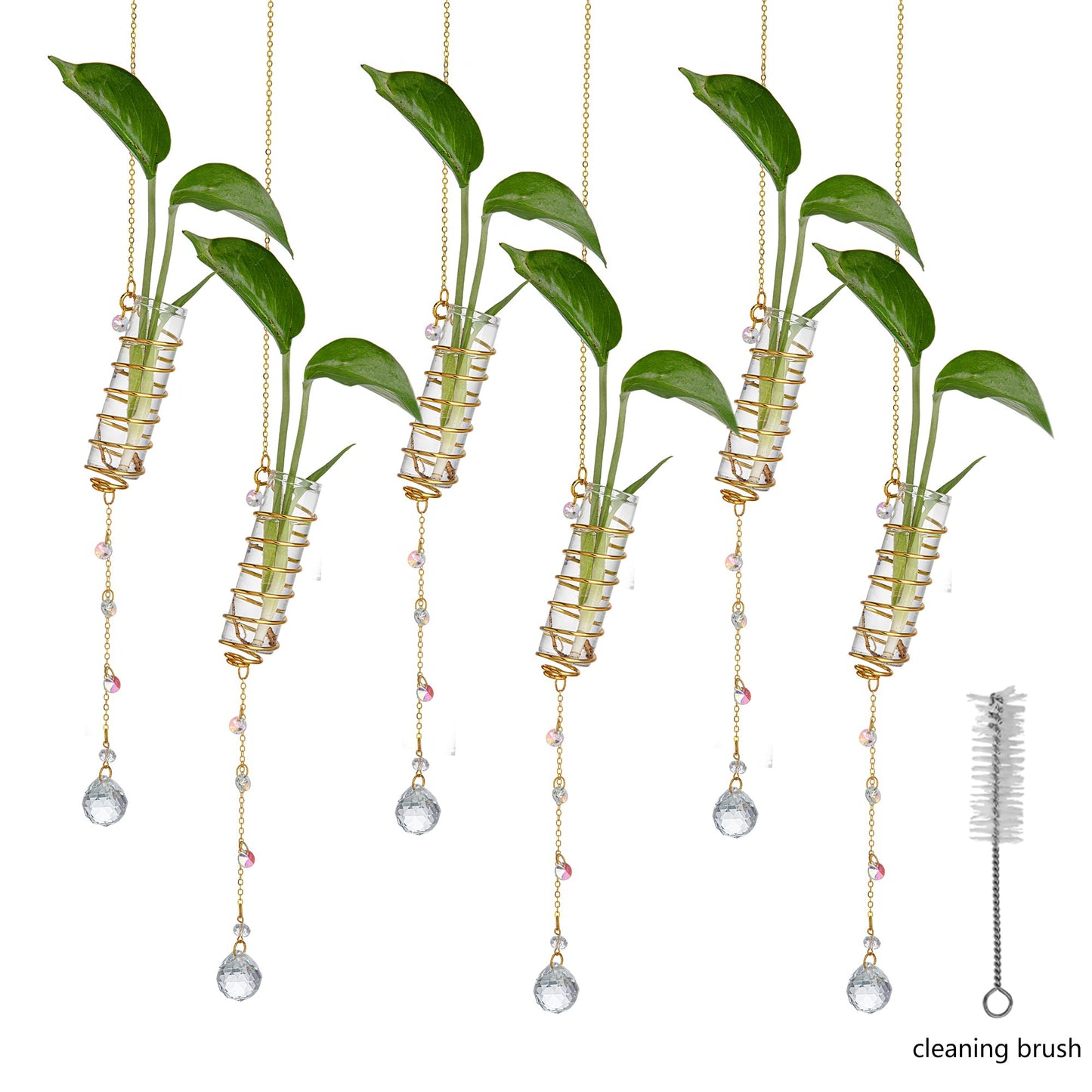 6Pcs Hanging Propagation Station with Crystal Ball Prisms Plant Suncatcher