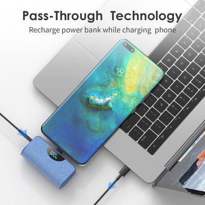 Mini Portable Charger USB-C Power Bank 5200mAh,Ultra Compact LCD Display Battery Pack Backup Charger Compatible with iPhone 17/17 Air/17 Pro/17 Pro Max/16/16 Plus/16 Pro Max/15 Series,Samsung-Green