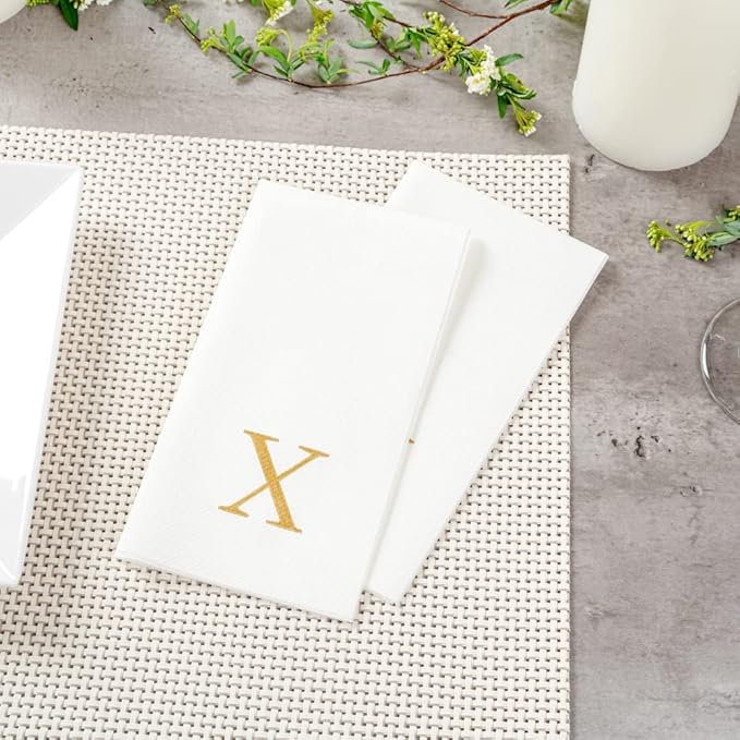 Luxenap 15.8 X 7.9 Inch Linen-Feel Guest Towels, 2000 Lettered Hand Towels