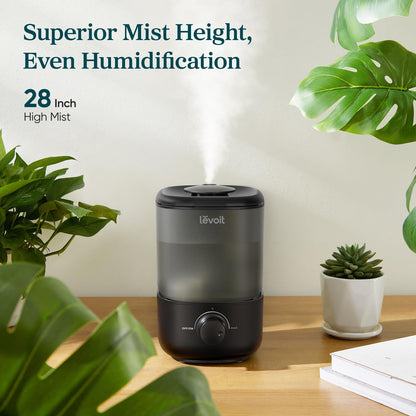 LEVOIT Humidifiers for Bedroom, Quiet (3L Water Tank) Cool Mist Top Fill Essential Oil Diffuser with 25Watt for Home Large Room, 360° Nozzle, Rapid Ultrasonic Humidification for Baby Nursery and Plant