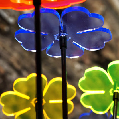 Sun Catcher Garden Decor Glowing Double Blossoms Ornaments Set of 5 Garden Stakes 25cm/9.8 inches high Indoor Outdoor Yard Gardeners Gift, Colour:Mixed Colours