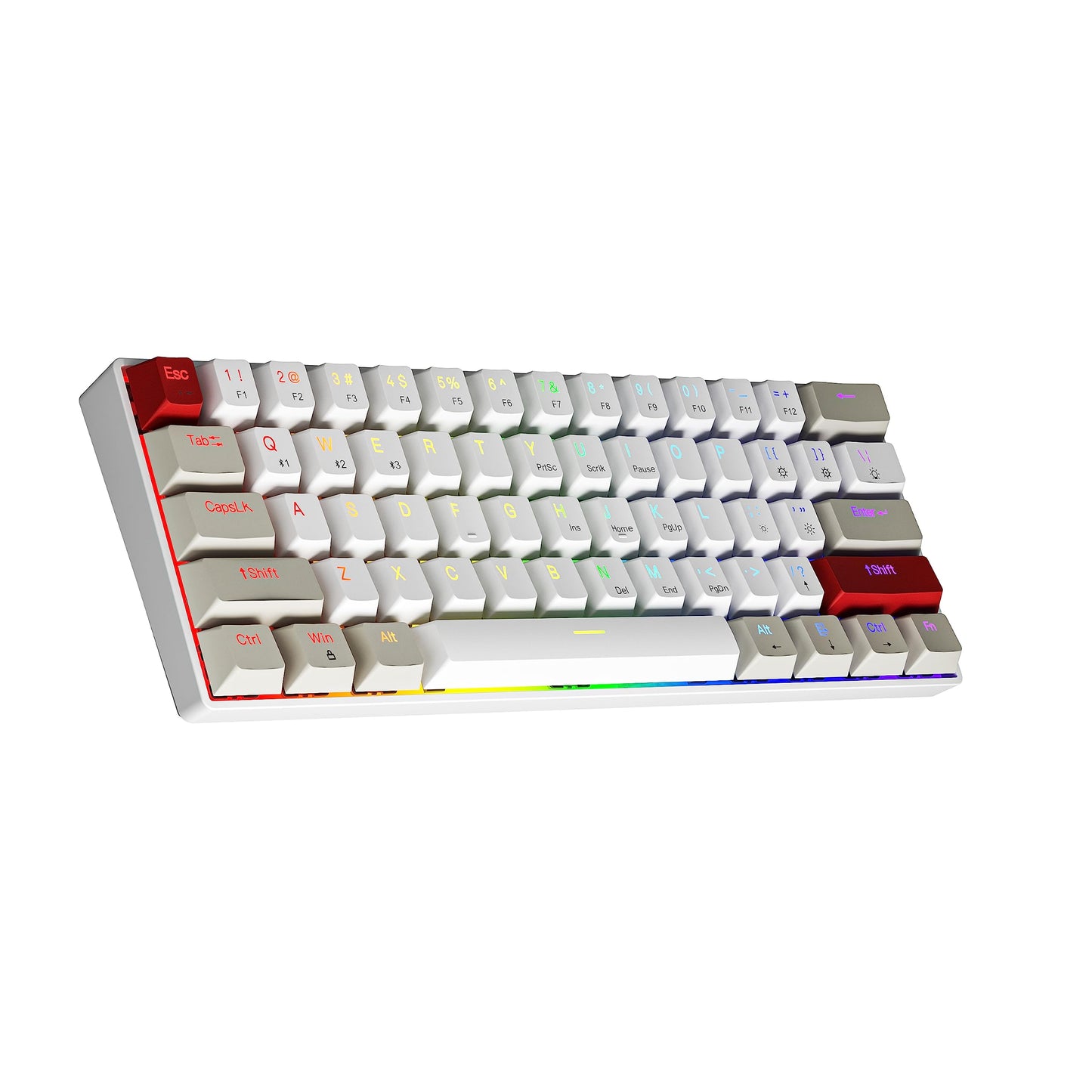 NEWMEN GM610 Wireless Mechanical Keyboard,60% USB C Wired/Bluetooth/2.4Ghz RGB Backlit Compact Hot Swappable Keyboard,White Anti-Ghosting PC Mac Windows Android Gaming Keyboards(Red Switches)