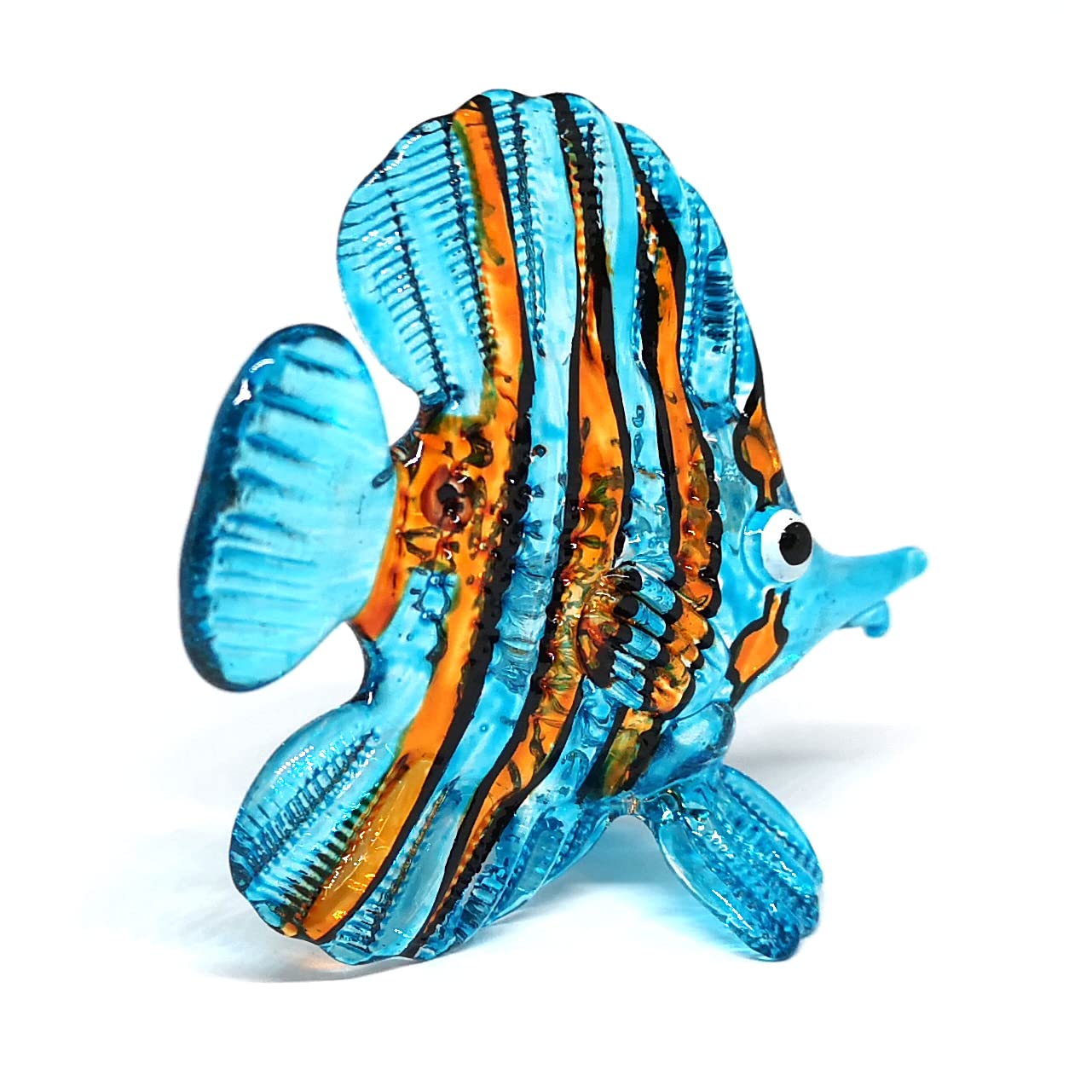 ZOOCRAFT Glass Fish Figurine Blue Aquarium Handicraft Miniature Hand Blown Collectibles