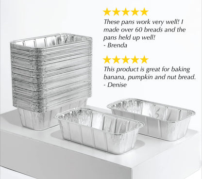 Spare Essentials (65 Pack) 2Lb Foil Bread Pans for Baking, Disposable Bread Pans - Perfect for Baking Banana Bread, Cakes & Meatloaf - 2 Pound Aluminum Pans for Food Serving - 8.5" X 4.5" X 2.5"