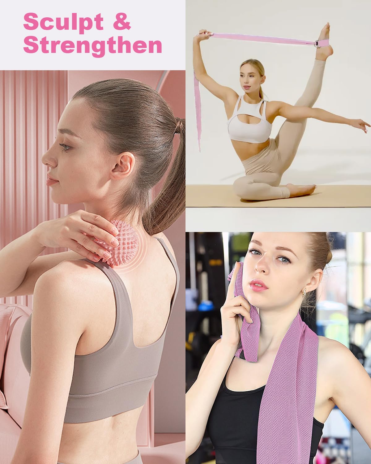Pilates Ball and Ring Set for Women, At Home Pilates Kit with Thigh Master, 5 level Resistance Bands, Yoga Ball & Muscle Massage Ball, 18 Pcs Pilates Essential Kit for Toning Fitness Workout Equipment