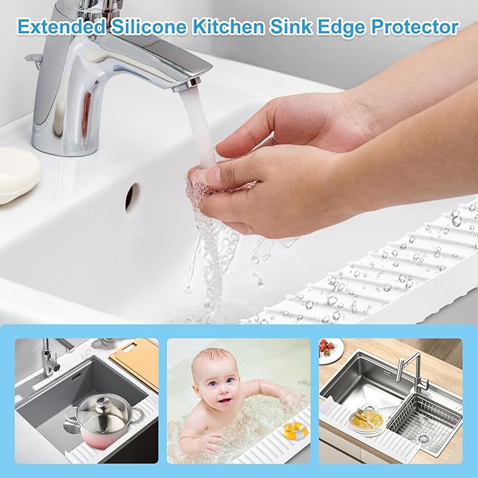 Silicone Sink Edge Protectors 4" x 24", Upgrade Kitchen Sink Splash Guards