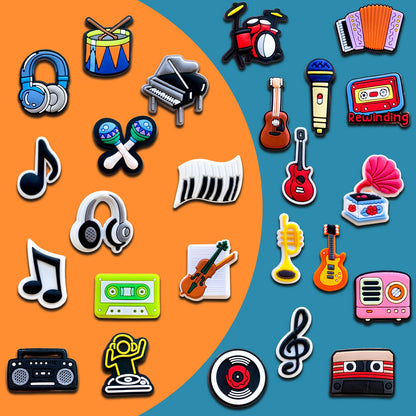 25, 40Pcs Music Shoe Decoration Charms for Clog Decoration, Musical Notation Instruments Charms Accessories for Adult Men Wome(25)
