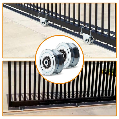 TRUCFUSION 4" V Groove Gate Wheels, Solid Sliding V Groove Wheels, Load Capacity 3000LBS Heavy Duty for Rolling Door Gate V Tracks, 2 Pack