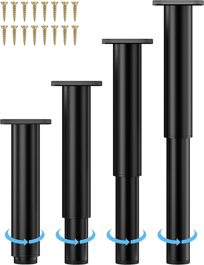 Metal Adjustable Furniture Legs 7-12.6 inch, Wlrrcwdttc Bed Support Legs