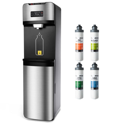 iSpring Bottleless Water Dispenser with Built-in 4-Stage Filtration, Hot/Cold/Room Temp, Self Cleaning, Stainless Steel, Model: DS4S