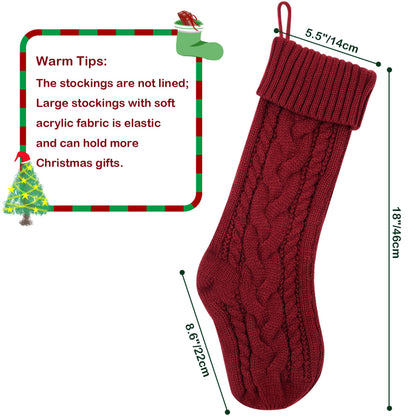 KaKaPops Christmas Stockings, 18 Inches Knit Christmas Stockings Xmas Hanging Stockings for Family Christmas Decorations