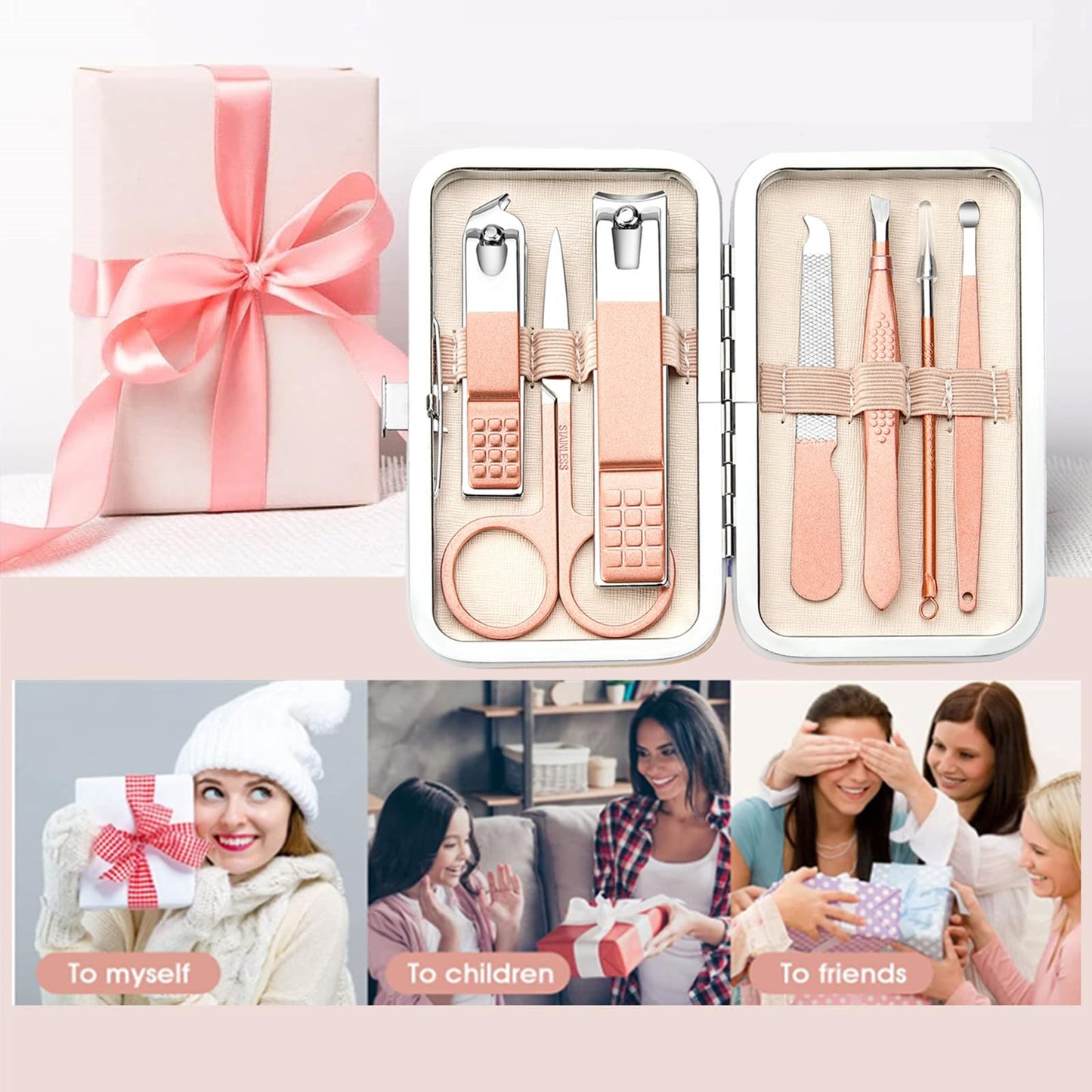 Manicure Set Nail Clipper Set Men Women Nail Clippers Toenail Fingernail Cutters Personal Care Tools Manicure Pedicure Tools with Travel Case Grooming Kit Present for Men Women Family Friends