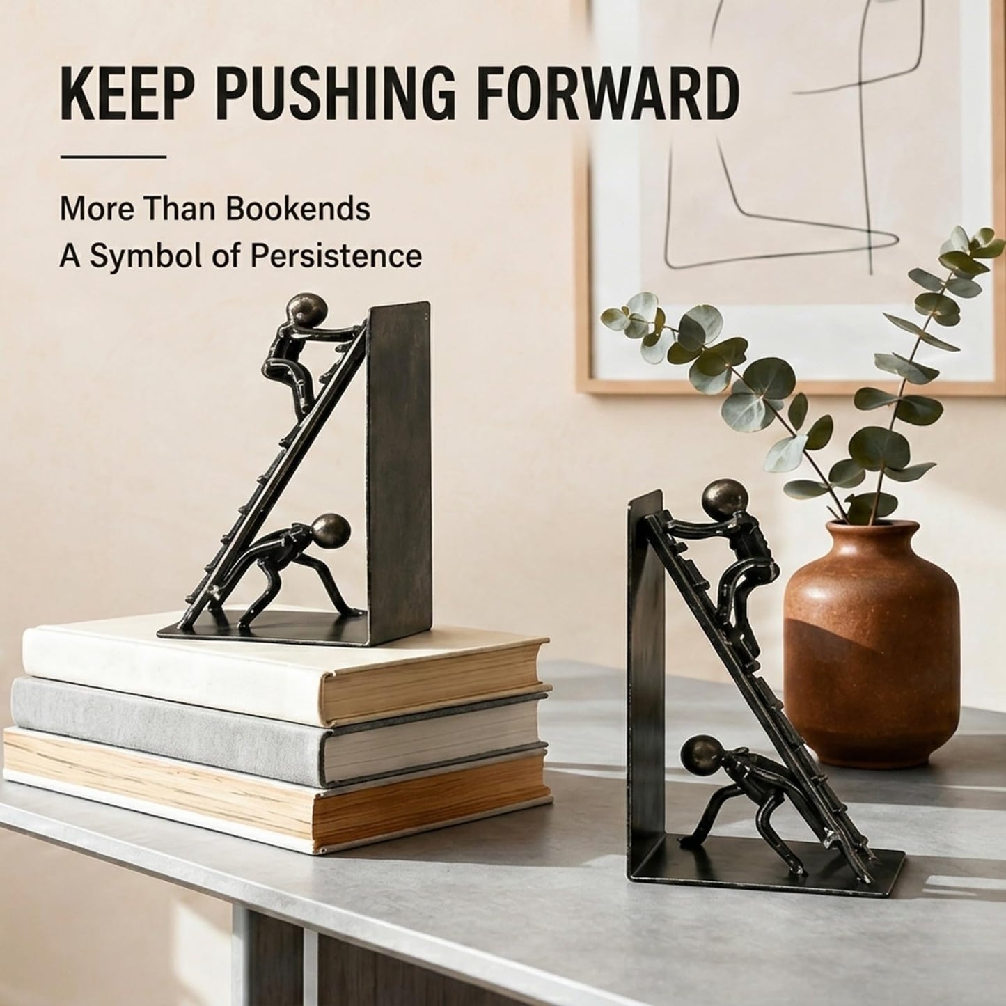 Decorative Bookends for Shelves, Modern Climbing Man Bookends