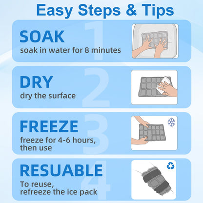 WORLD-BIO Ice Packs for Injuries Reusable, Knee Ice Pack Wrap with Straps, Gel Ice Wrap for Leg Pain Relief, Hot & Cold Compress Therap for Swelling, Arthritis, Sports Injuries, Light Blue, 1Pack