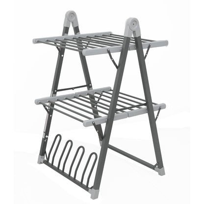 SHARNDY Electric Heated Clothes Drying Rack,Foldable Heated Garment Dryer with Timer Shut-Off Laundry Rack for Clothes Shoes Socks,Aluminum Alloy,Space Gray,Plug & Play,(39.37x25.98x23.82in)
