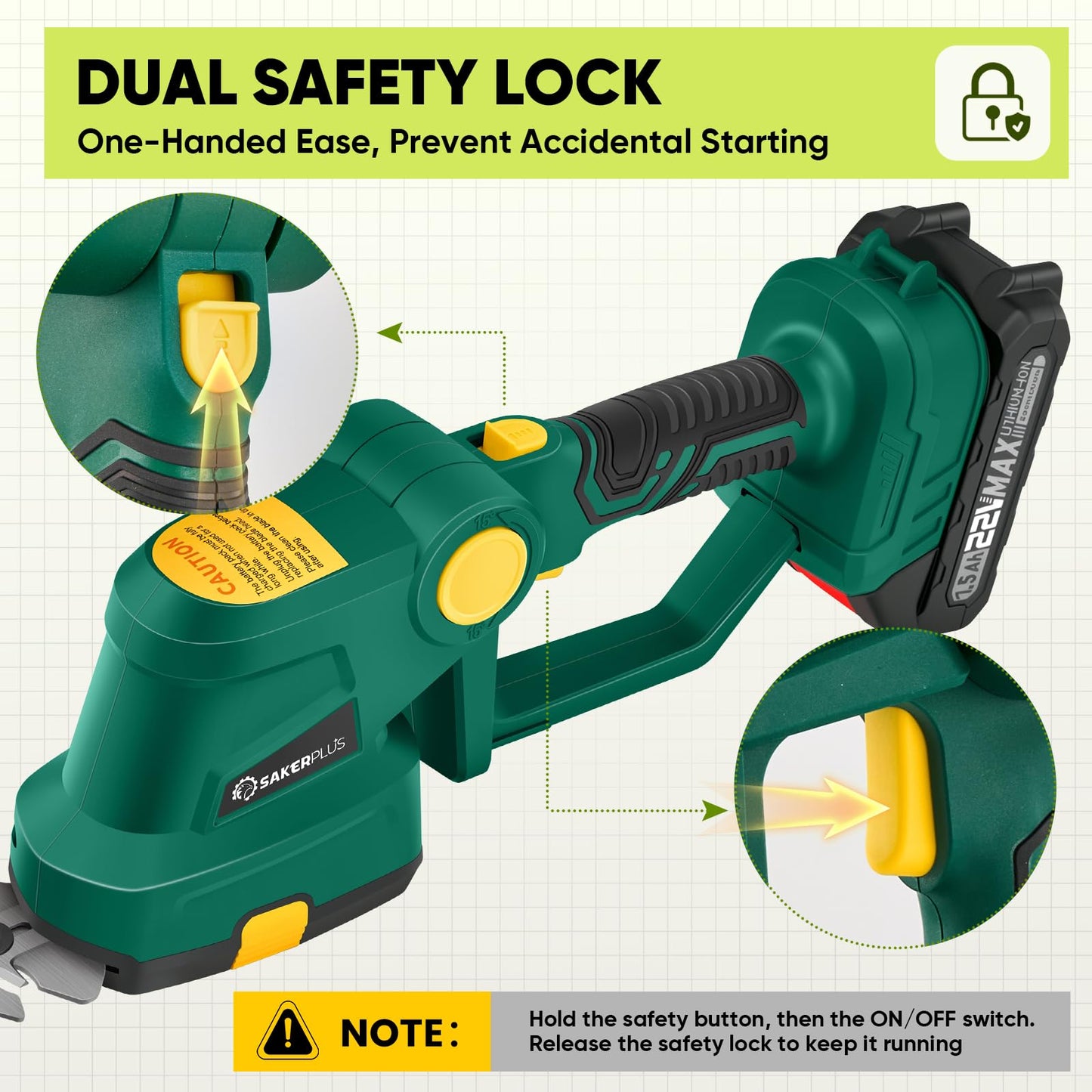 SakerPlus Portable Camping Light & Rechargeable 2-in-1 Hedge and Grass Trimmer