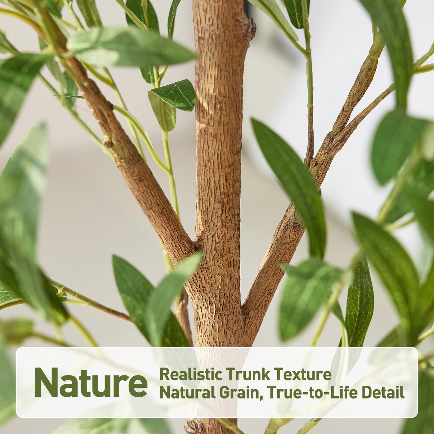 VeriNatural 6FT Artificial Olive Tree Indoor – Real Wood Trunk Tall Faux Olive Tree, Large Fake Potted Plant for Home Decor Living Room& Office Decor,VN245