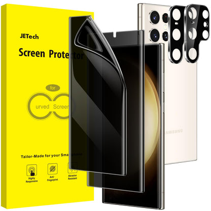 JETech Privacy Screen Protector for Samsung Galaxy S23 5G 6.1-Inch with Camera Lens Protector, Anti-Spy Tempered Glass Film, Fingerprint ID Compatible, 2-Pack Each