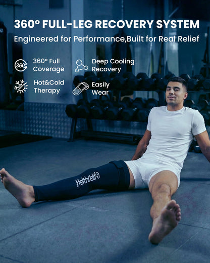 Entire Leg Ice Pack Wrap with Strap and Cutting-Edge Cooling Gel for Cold Therapy, Full Leg Ice Pack for Muscle Soreness & Pain from Foot, Calf to Thigh After Post-Surgery