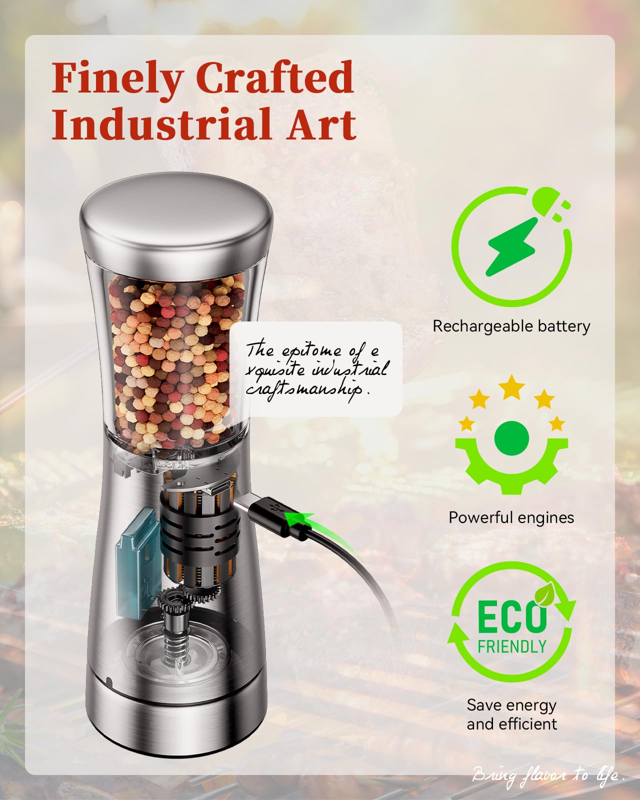 TOMEEM Electric Salt and Pepper Grinder Set with Storage Base, Stainless Steel Rechargeable Salt and Pepper Grinder Set, 4.5oz Large Capacity, 1.8" Wide Mouth, Adjustable Coarseness, Ideal for Kitchen