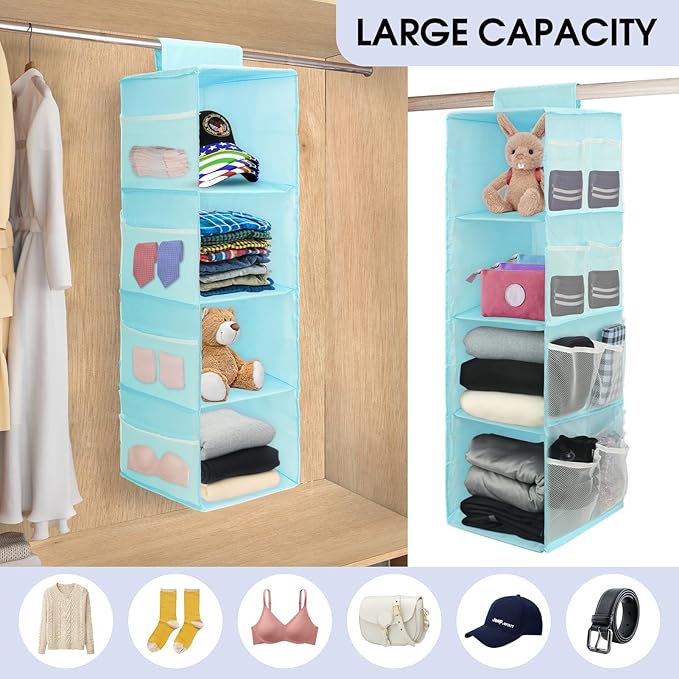 PetsHome 4-Shelf Hanging Closet Organizer, Space Saver, Closet Hanging Storage