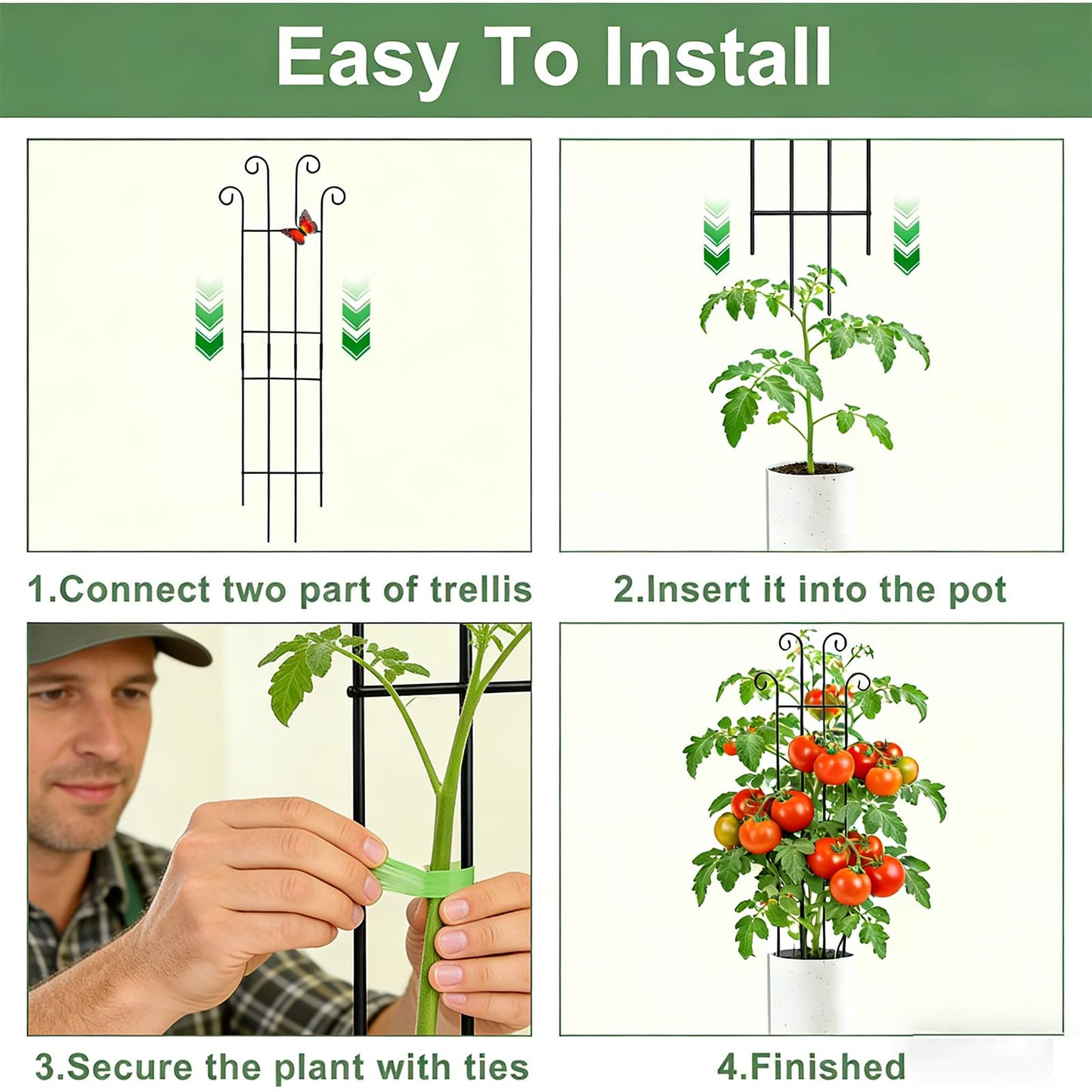 32.6inch Plant Trellis for Pot Climbing Plants Indoors & Outdoor, Garden Trellis for Potted Plants, Rust-Proof Metal Sturdy Yet Gentle Climbing Stakes Support for Ivy Pothos Hoya Monstera (6pcs)