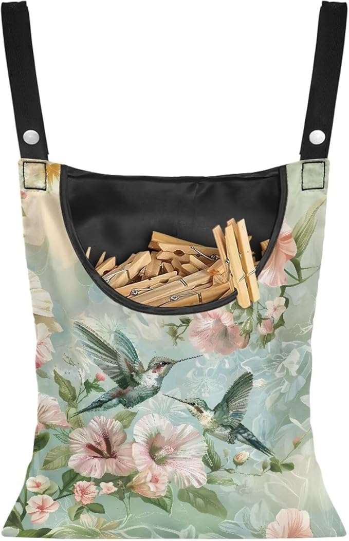 2 Pcs Hummingbird Clothespin Bag