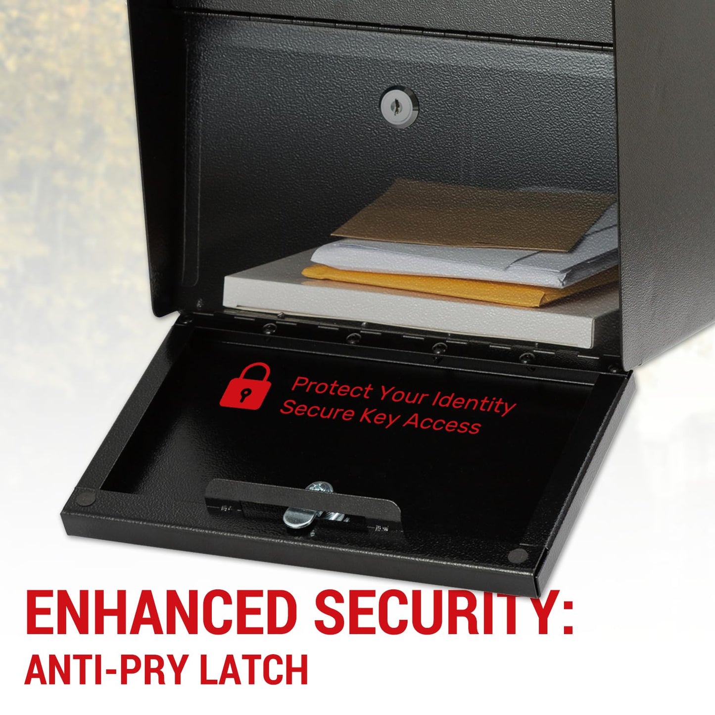 Large Locking Mailbox for Outside, RAINHOL All-Metal Modern Security Mailbox with 2 Keys, 21" x 11.2" x 10.5", Black