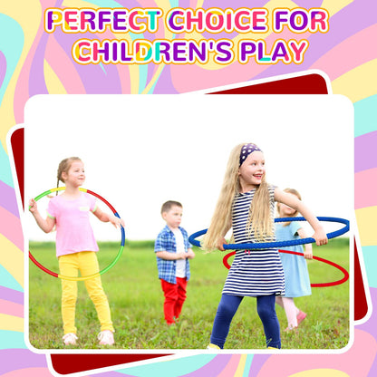 Sratte 12 Pcs Toy Hoop for Kid - Detachable & Adjustable Colored Hoop Exercise Ring Plastic Circle for Kid, Teen Gymnastics, Dog Agility Equipment, Require Self Assembly(Classic Color, 28 Inch)