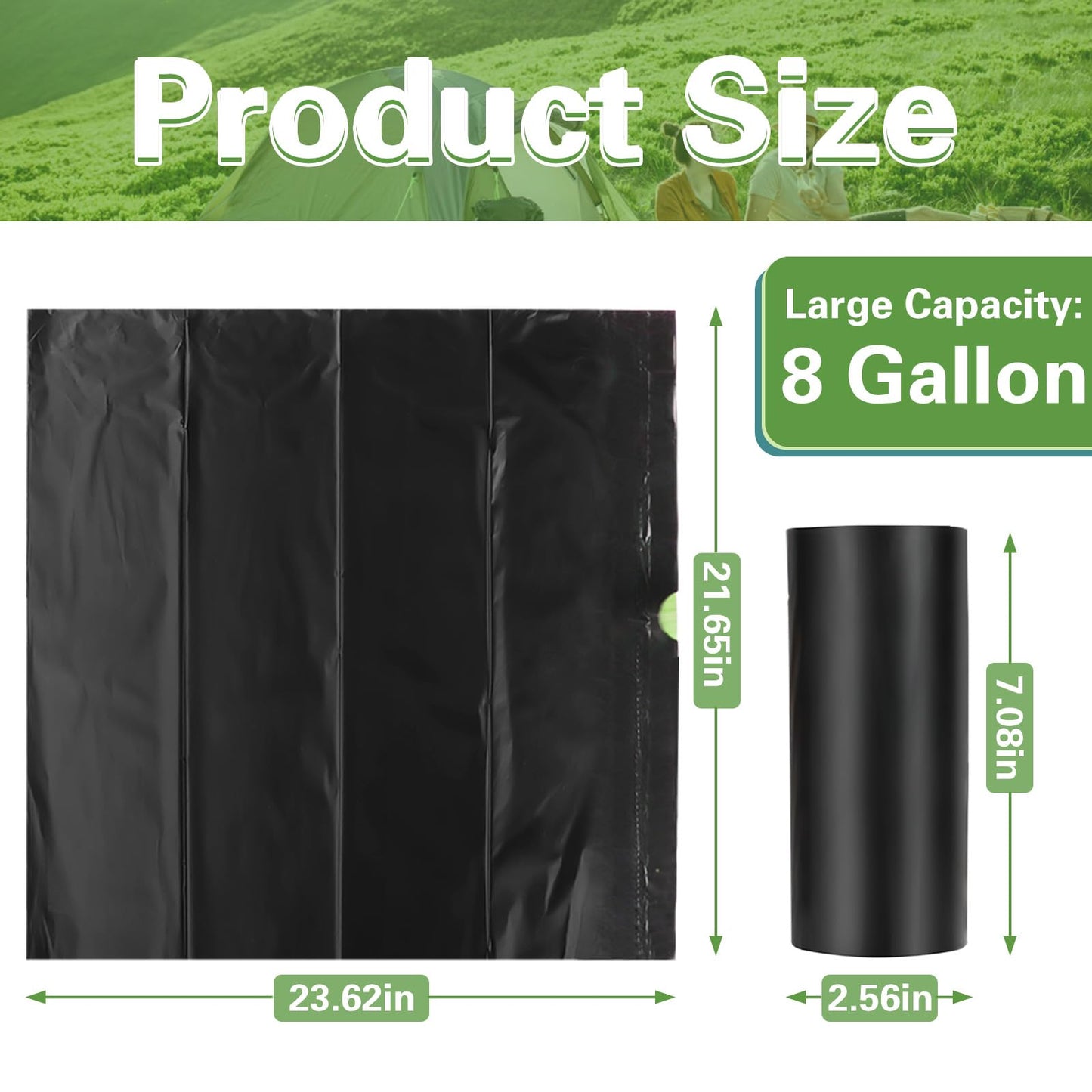 100 Portable Toilet Bags, Camping Toilet Bags, Biodegradable Toilet Bags with Drawstring & Lemon Scent, Compostable Bags for 5-8 Gallon Bucket Toilet Seat for Outdoor Camping Car Travel