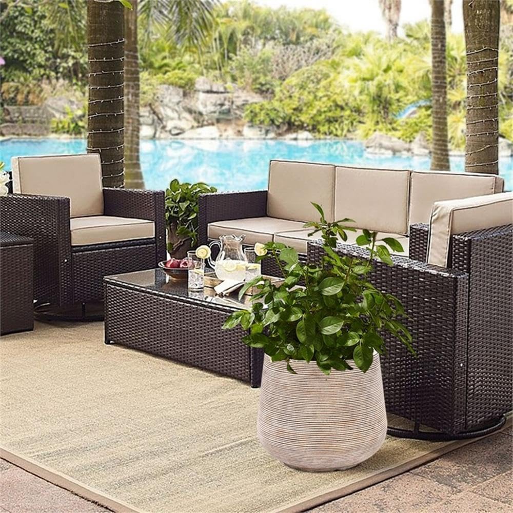 LuxenHome 17" Dia Large Round Planters for Indoor Plants, Outdoor Planters with Drainage Holes, Farmhouse Distressed Plant Pots Indoor & Outdoor for Home Garden Patio