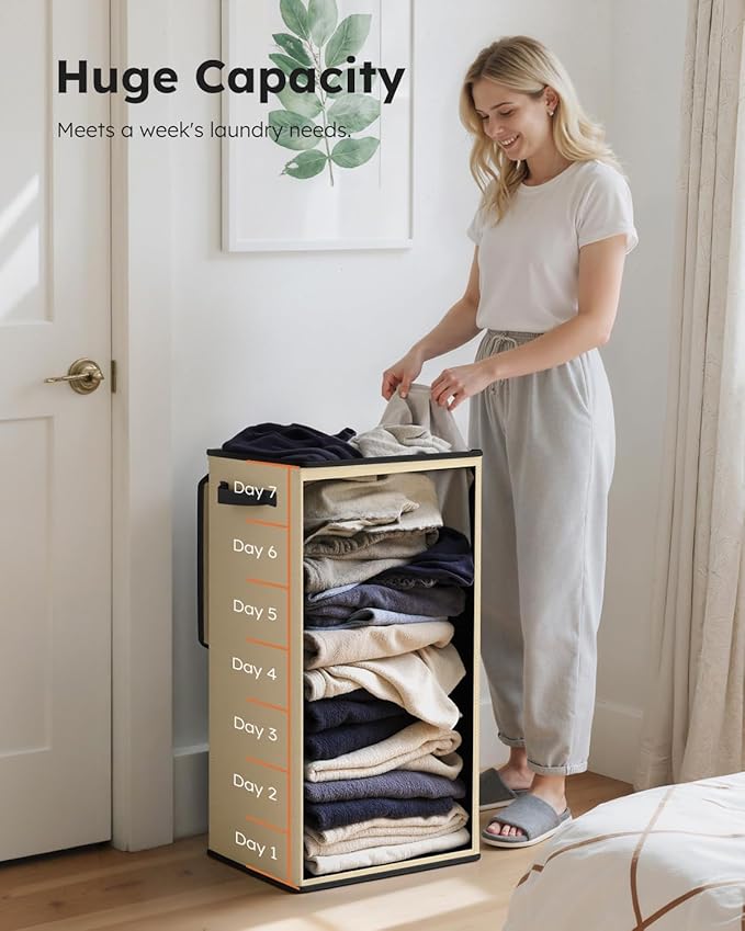 SOLEDI Laundry Hamper with Lid 100L Large & Tall Collapsible Laundry Basket