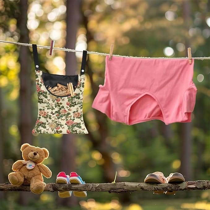 Floral Clothes Pin Hanging Bag
