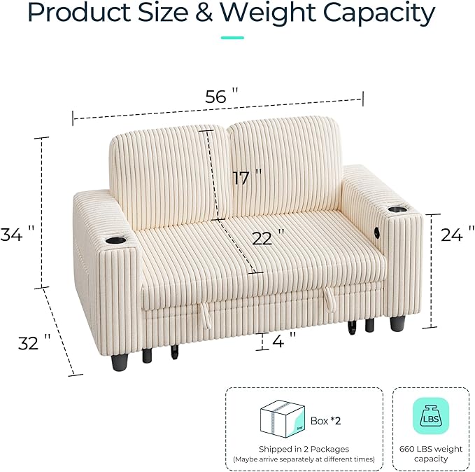 LINSY HOME Loveseat Sofa with Storage